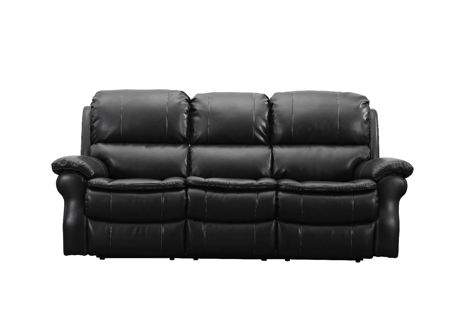 Abbey Reclining Sofas In Bonded Black Real Leather - Image 3