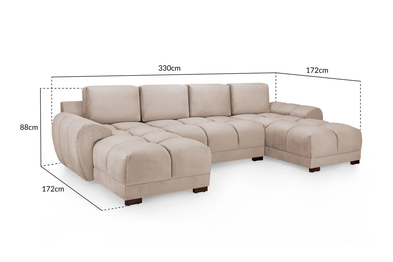 Azzuro Sofa Mocha U Shape Corner - Image 3