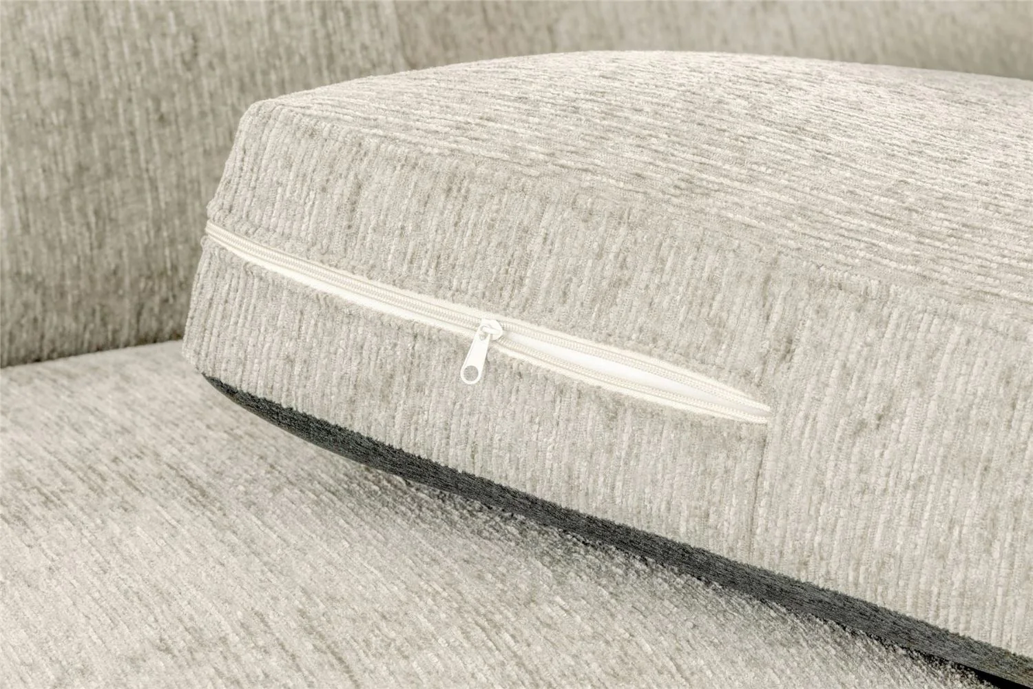 Beige Chenille Fabric 2 Seater Sofa Standard Back - Image 7