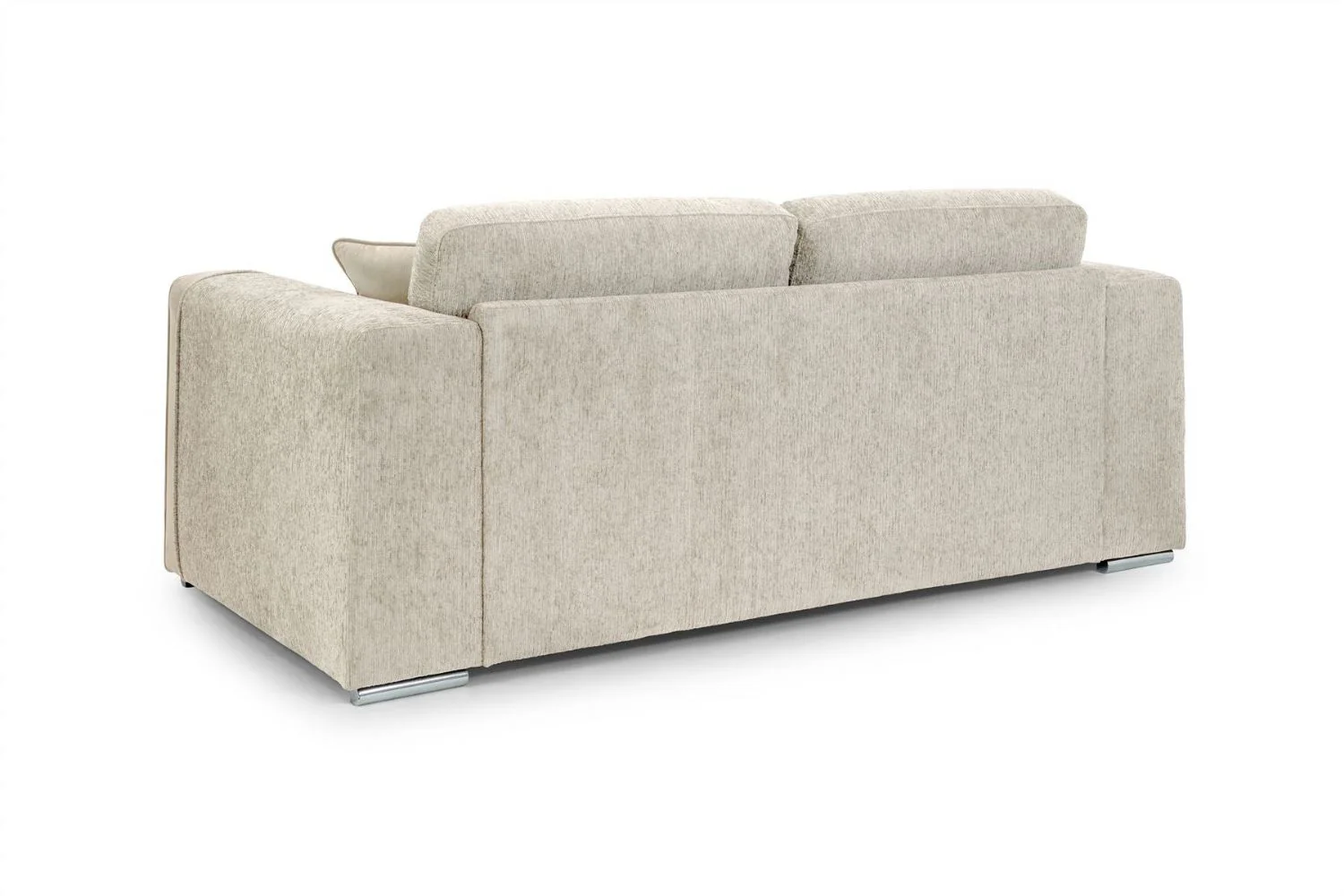 Beige Chenille Fabric Standard Back 3 Seater Sofa - Image 2