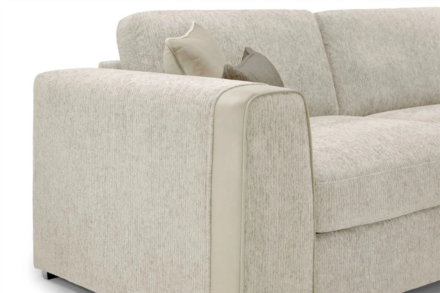 Beige Chenille Fabric Standard Back 3 Seater Sofa - Image 5