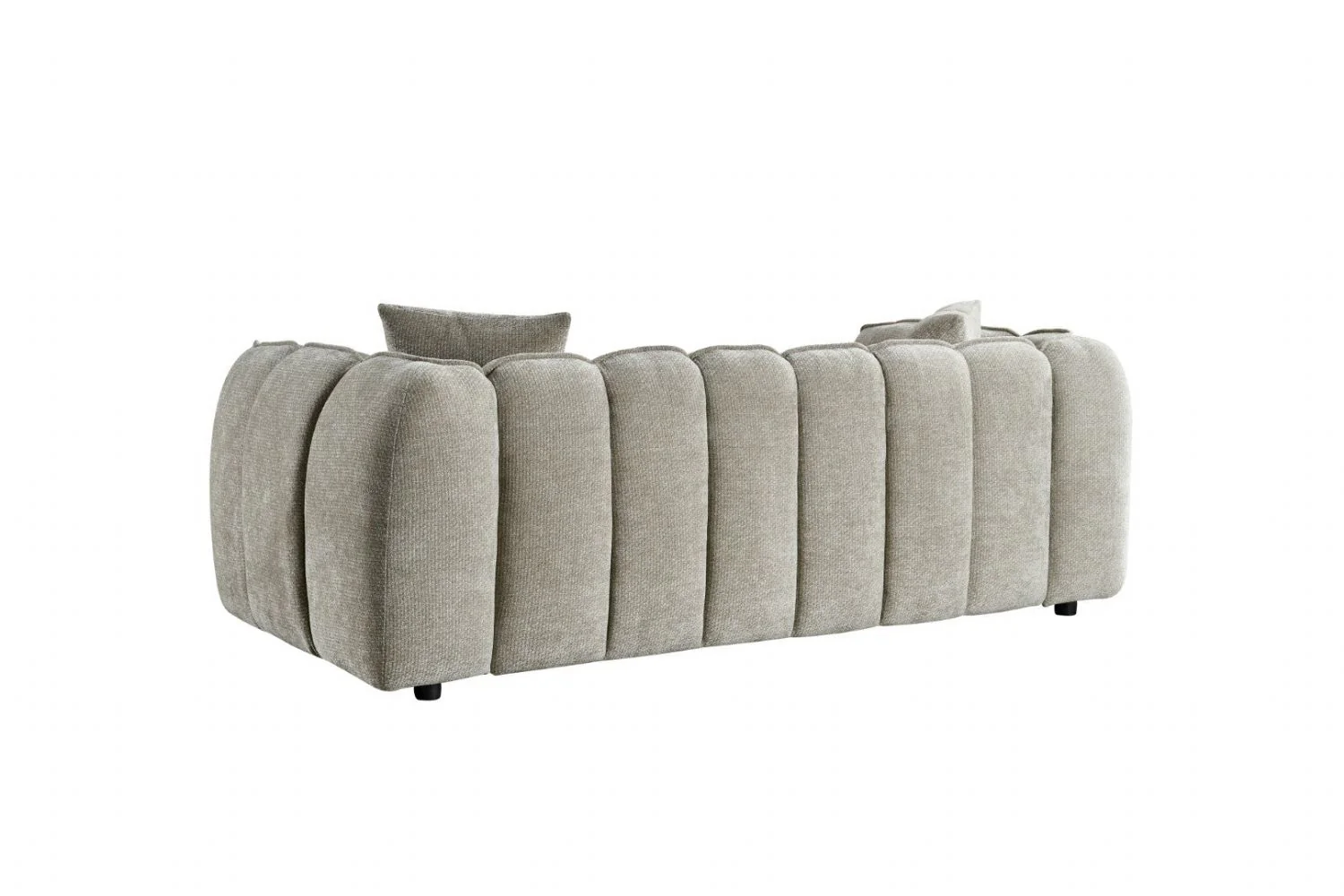 Beige Fabric Channel Tufted Design 3 Seater Sofa - Image 2