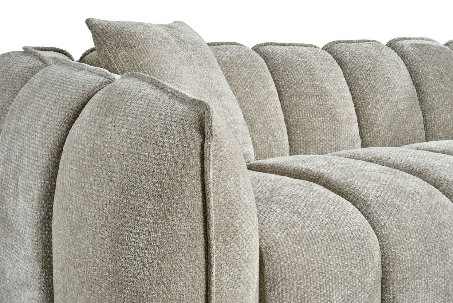 Beige Fabric Channel Tufted Design 3 Seater Sofa - Image 7