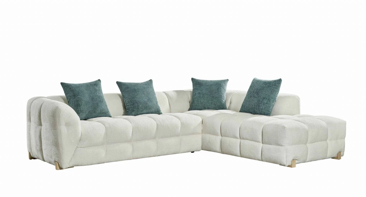 Beige Fabric Right Hand Facing L Shape Corner Sofa