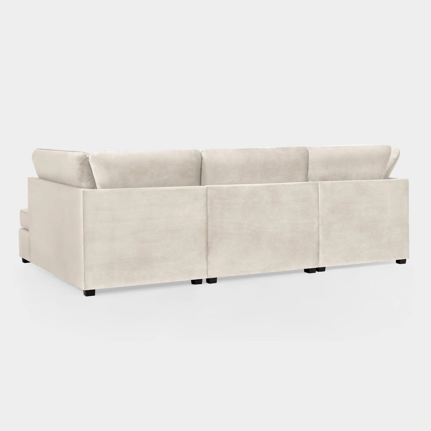Beige Fabric U Shaped Corner Sofa Wooden Feet - Image 2