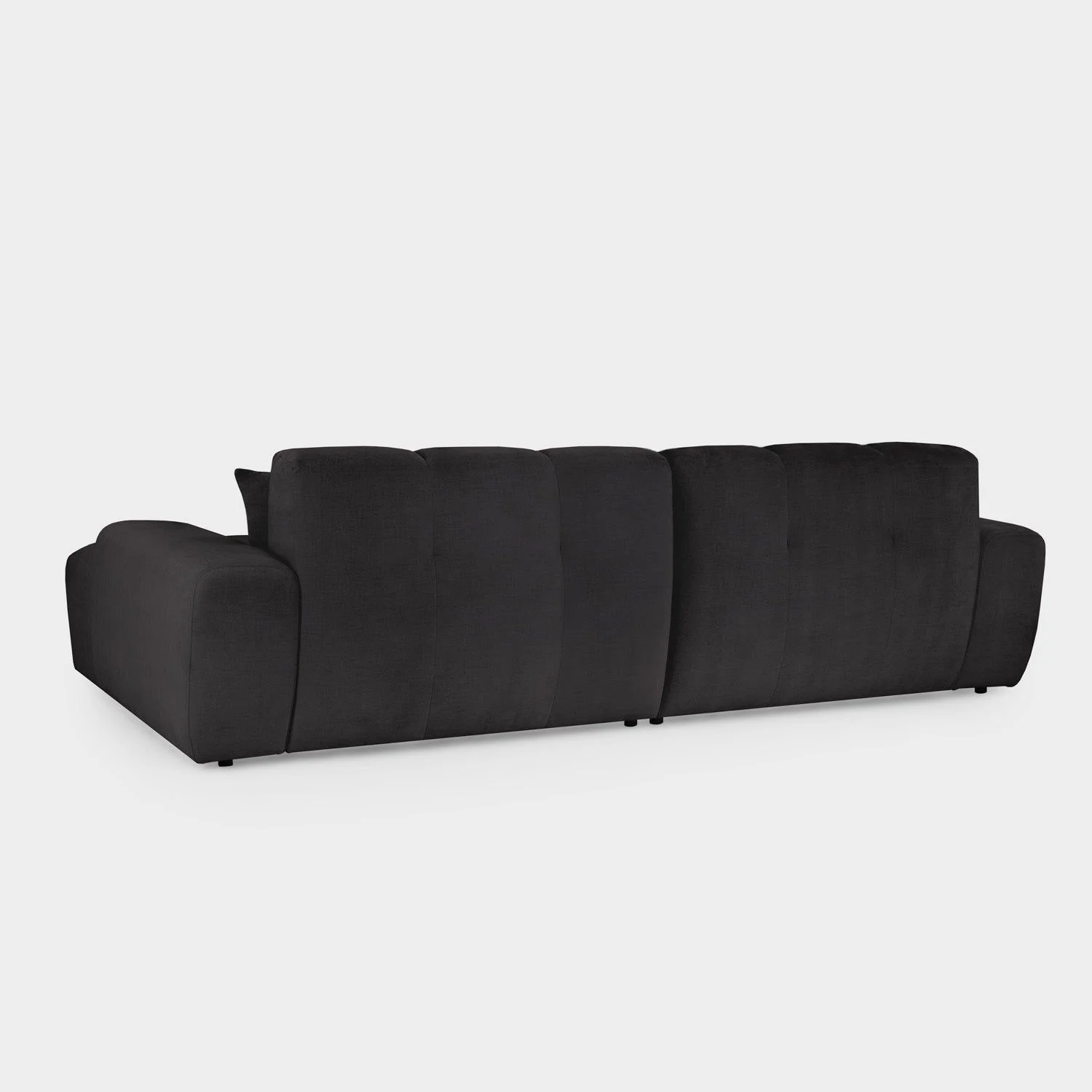 Black Fabric Upholstered Left Hand Facing Corner Sofa - Image 3