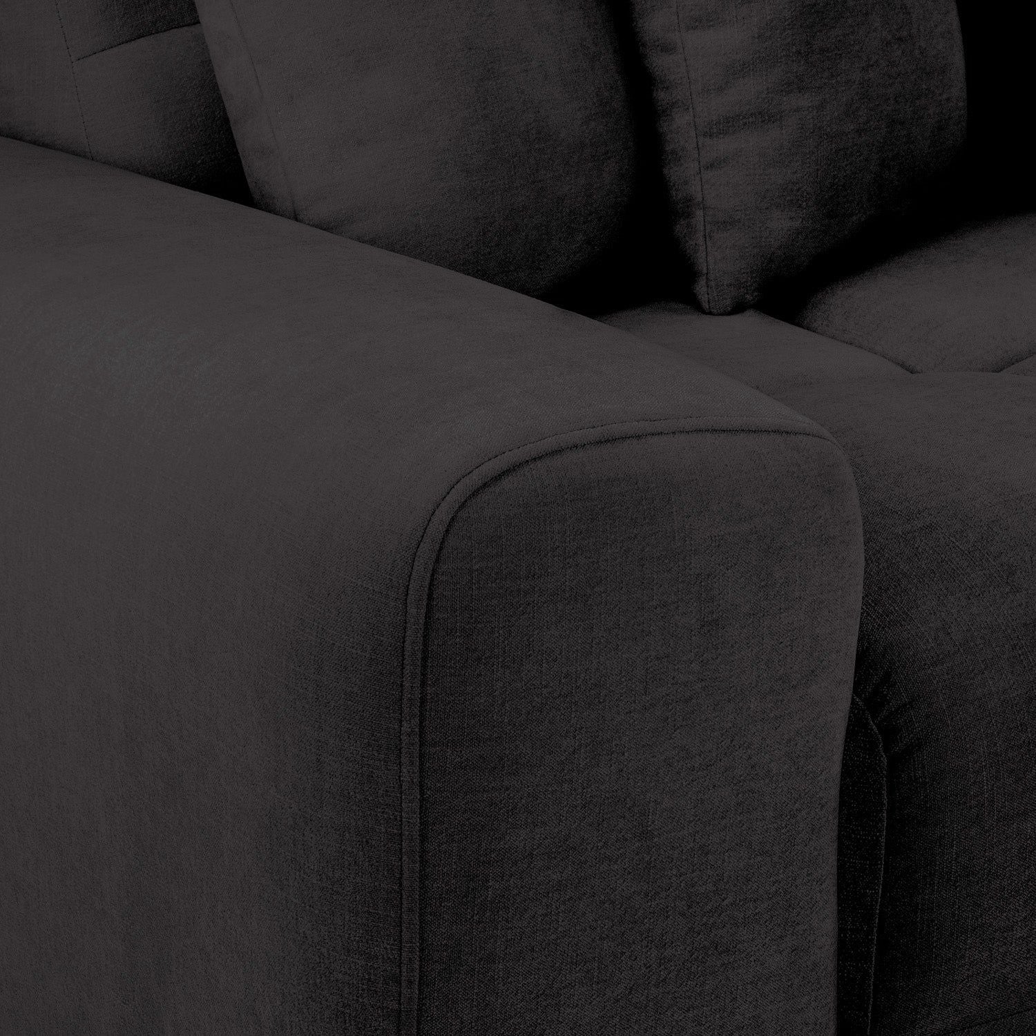 Black Fabric Upholstered Left Hand Facing Corner Sofa - Image 4