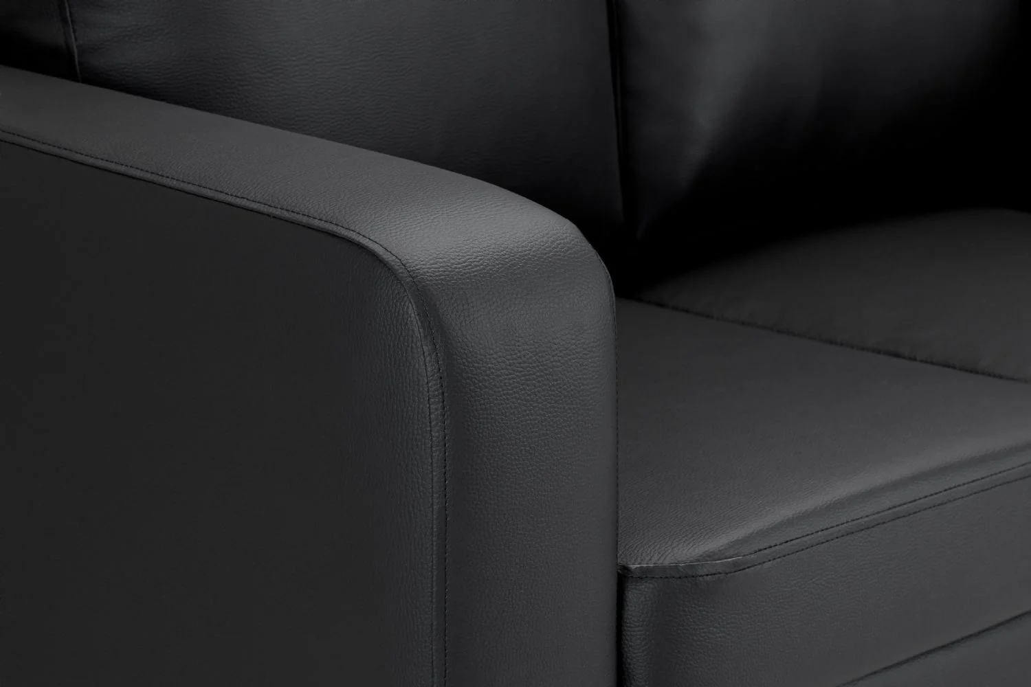 Black Leather 3 Seater Sofa Walnut Wooden Feet - Image 4