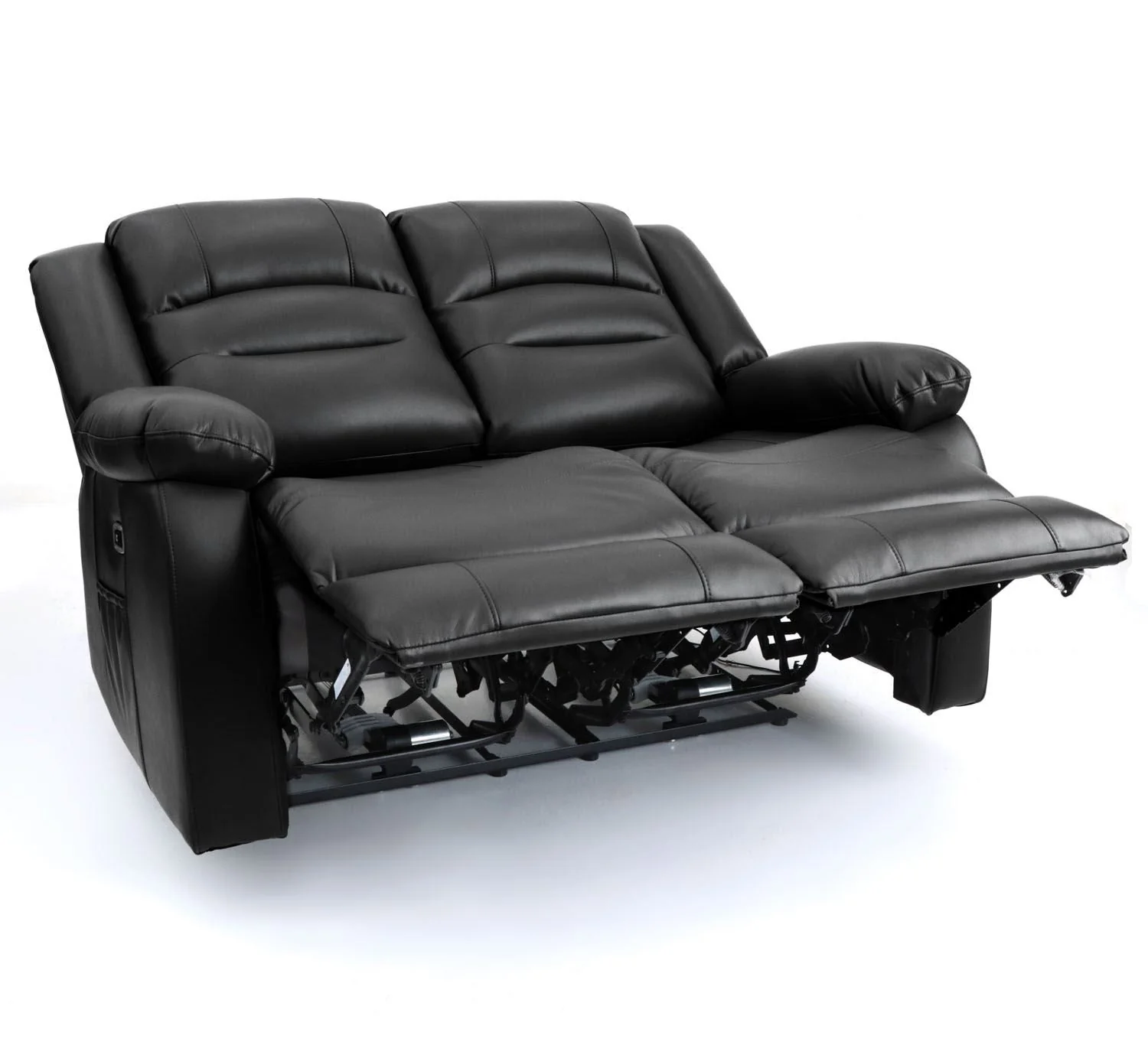 Black Leather Effect 2 Seater Electric Recliner Sofa - Image 6