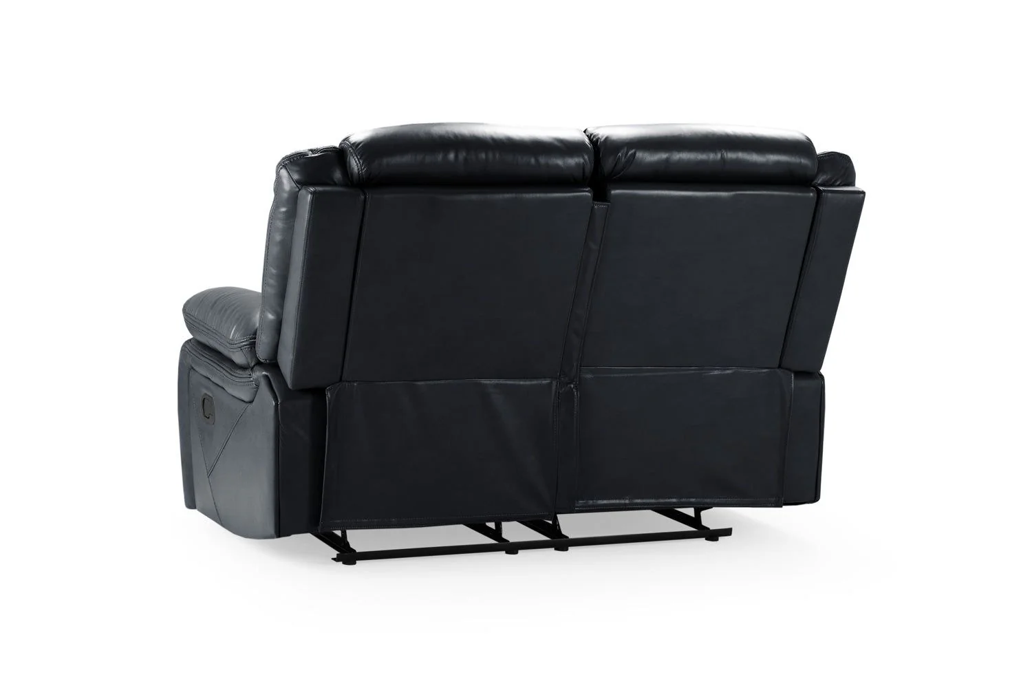 Black Leather Effect 2 Seater Manual Recliner Sofa - Image 7