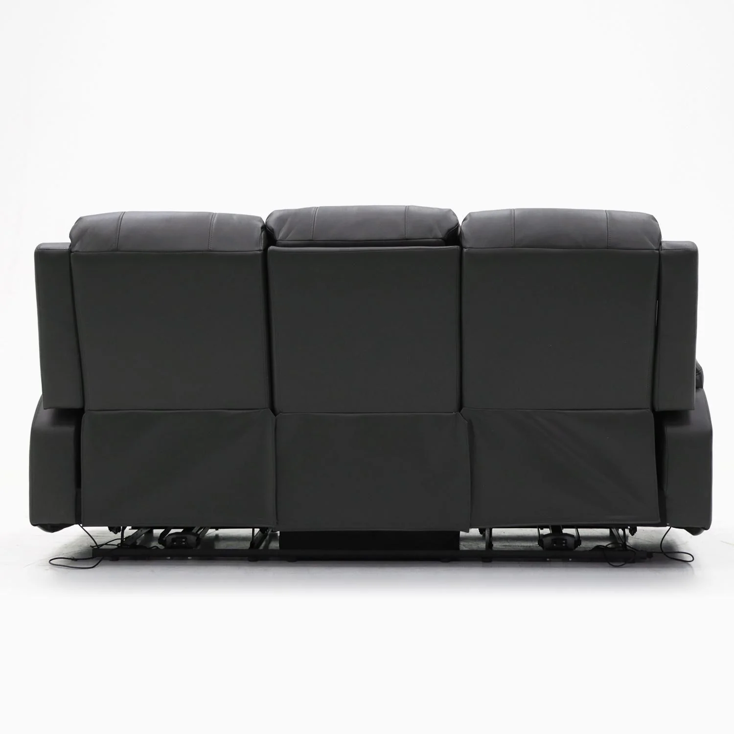 Black Leather Effect 3 Seater Electric Recliner Sofa - Image 2