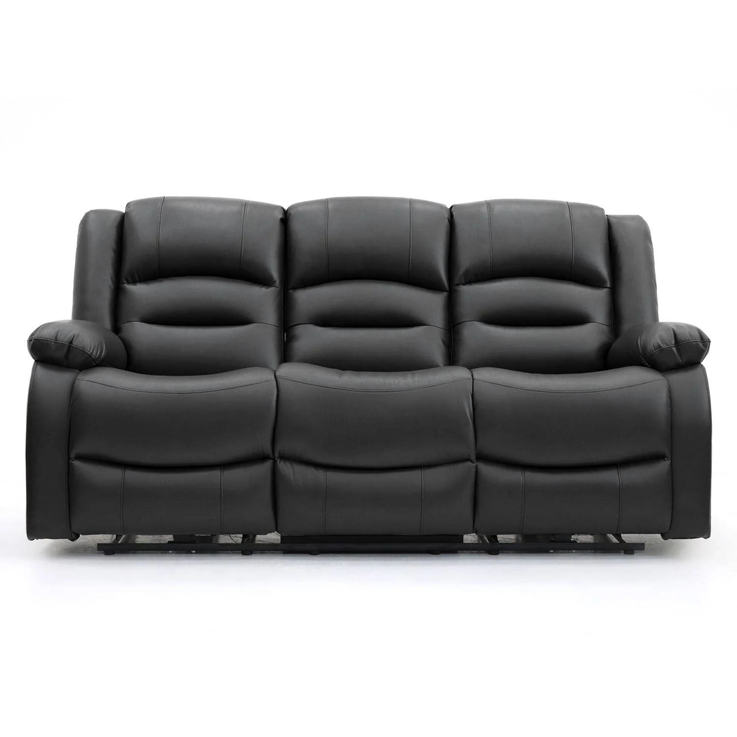 Black Leather Effect 3 Seater Electric Recliner Sofa - Image 3