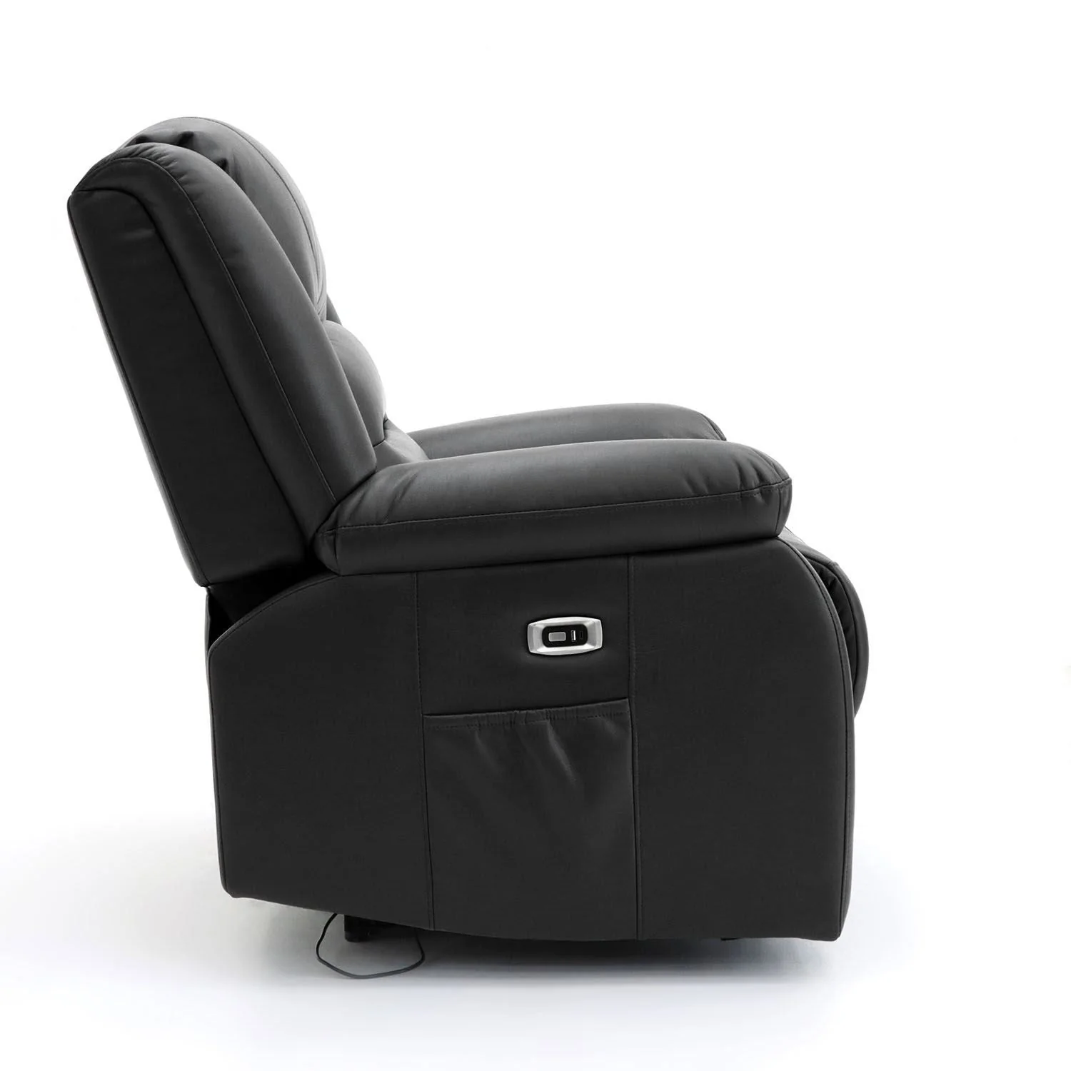 Black Leather Effect 3 Seater Electric Recliner Sofa - Image 4