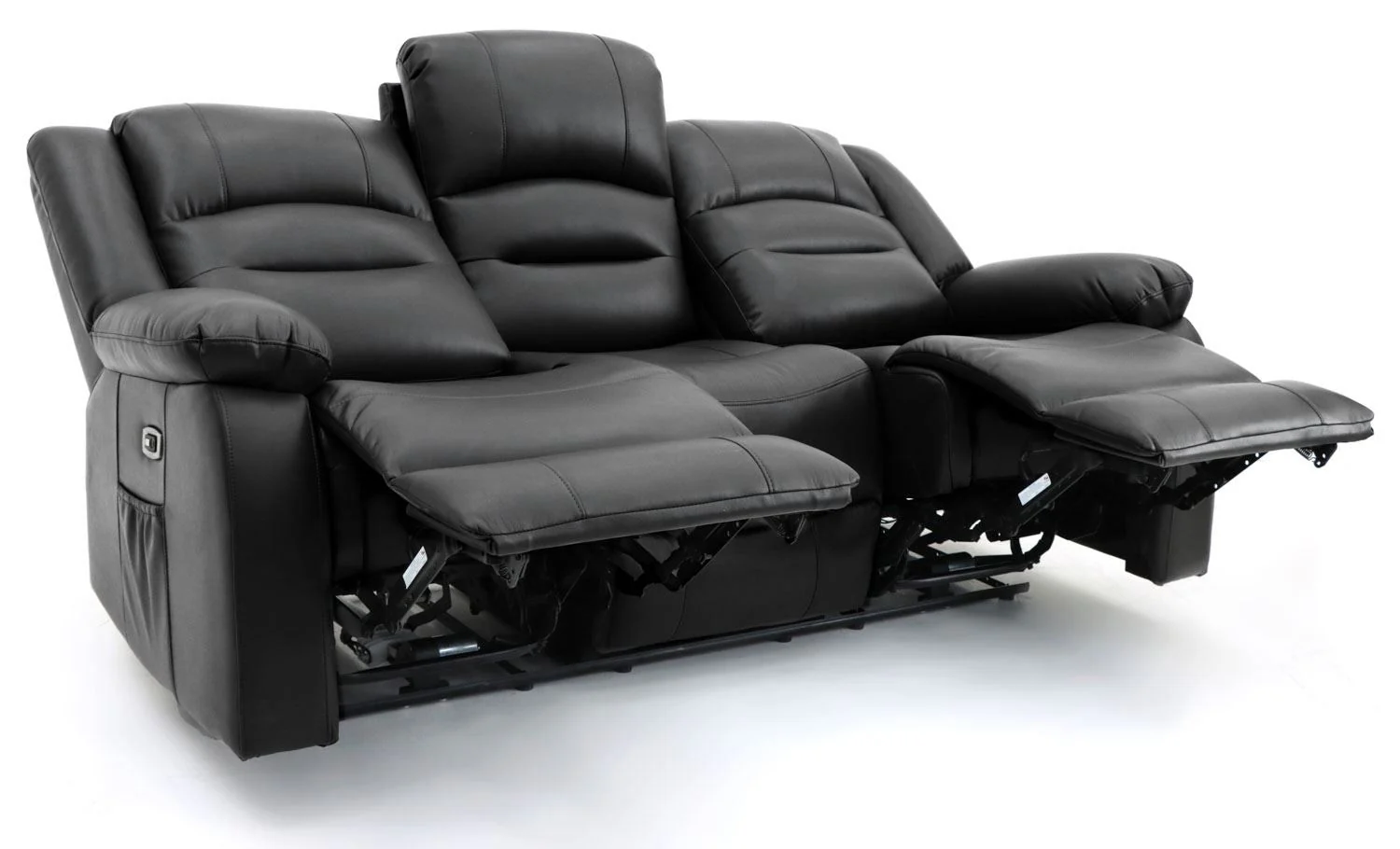 Black Leather Effect 3 Seater Electric Recliner Sofa - Image 6