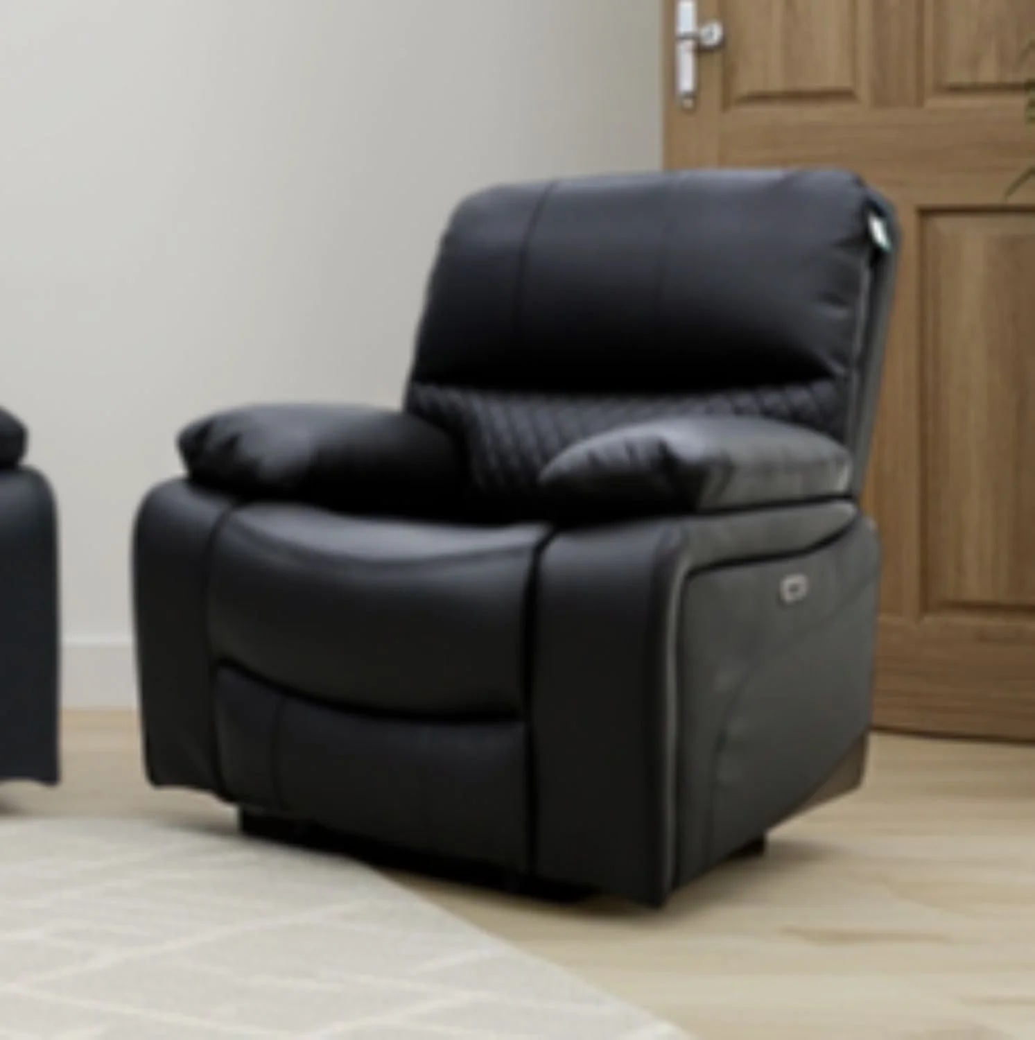 Black Leather Electric Recliner Armchair - Image 2