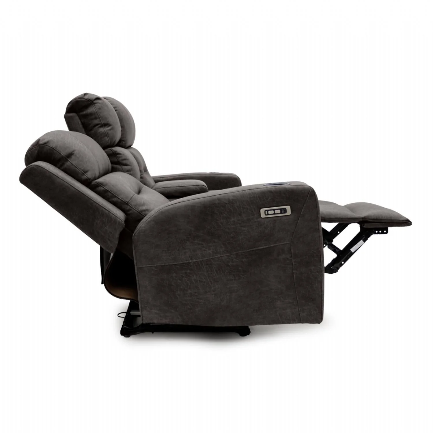 Brown Fabric 2 Seater Electric Power Recliner Sofa with LED - Image 3
