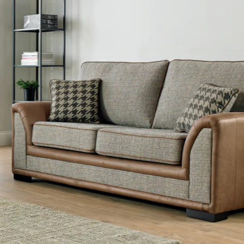 Camden Handmade Sofa Bed In Grey Fabric And Leather Piping - Image 5