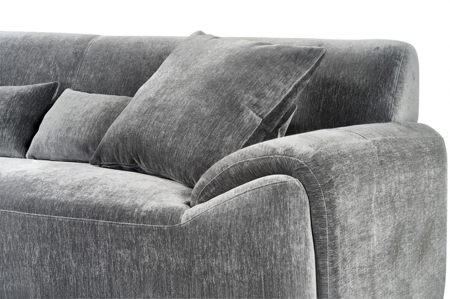 Charcoal Fabric Right Hand Facing Corner Sofa Chrome Feet - Image 4