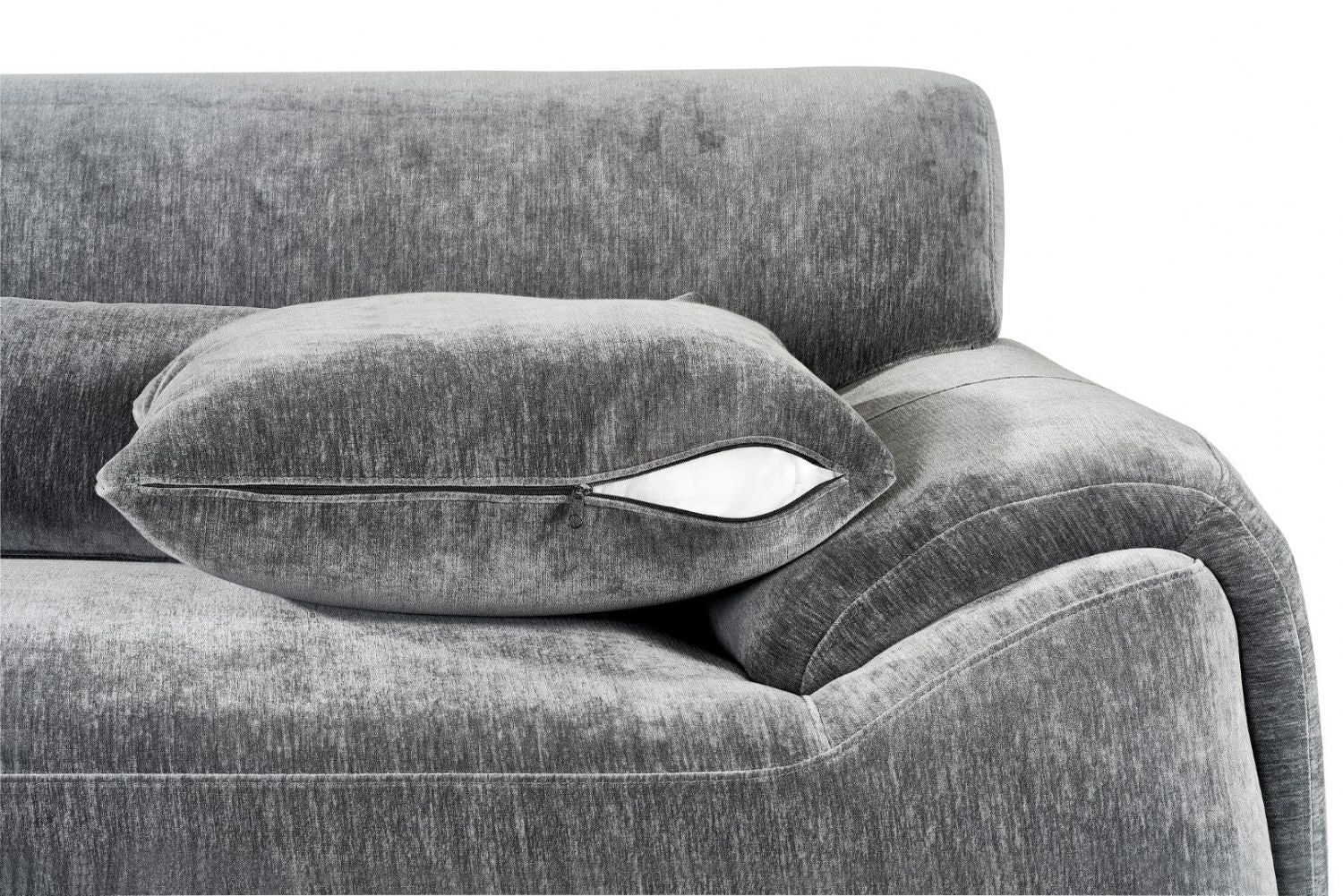 Charcoal Fabric Right Hand Facing Corner Sofa Chrome Feet - Image 7