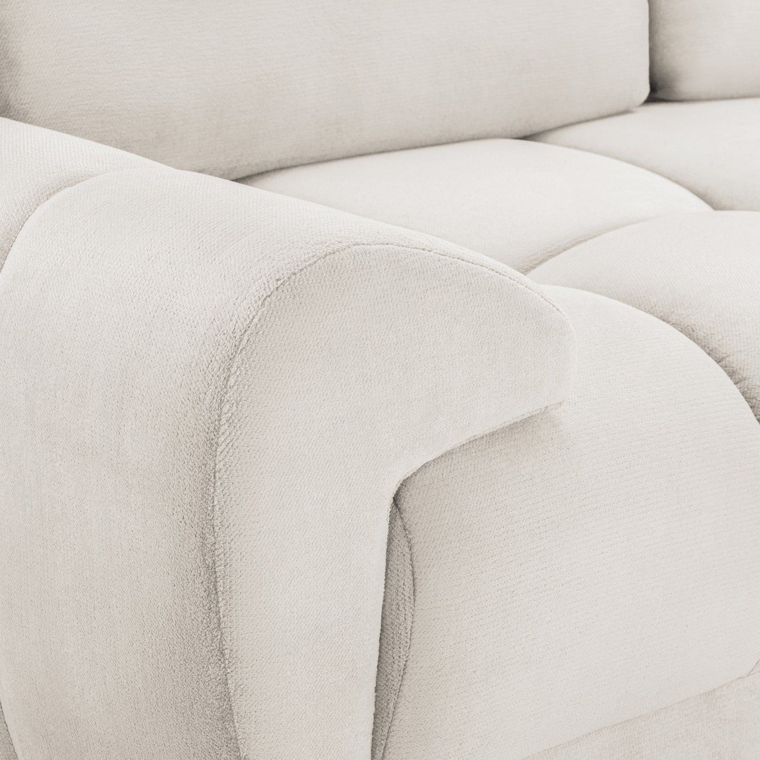 Cream Chenille Fabric 2 Seater Large Convertible Sofabed - Image 4
