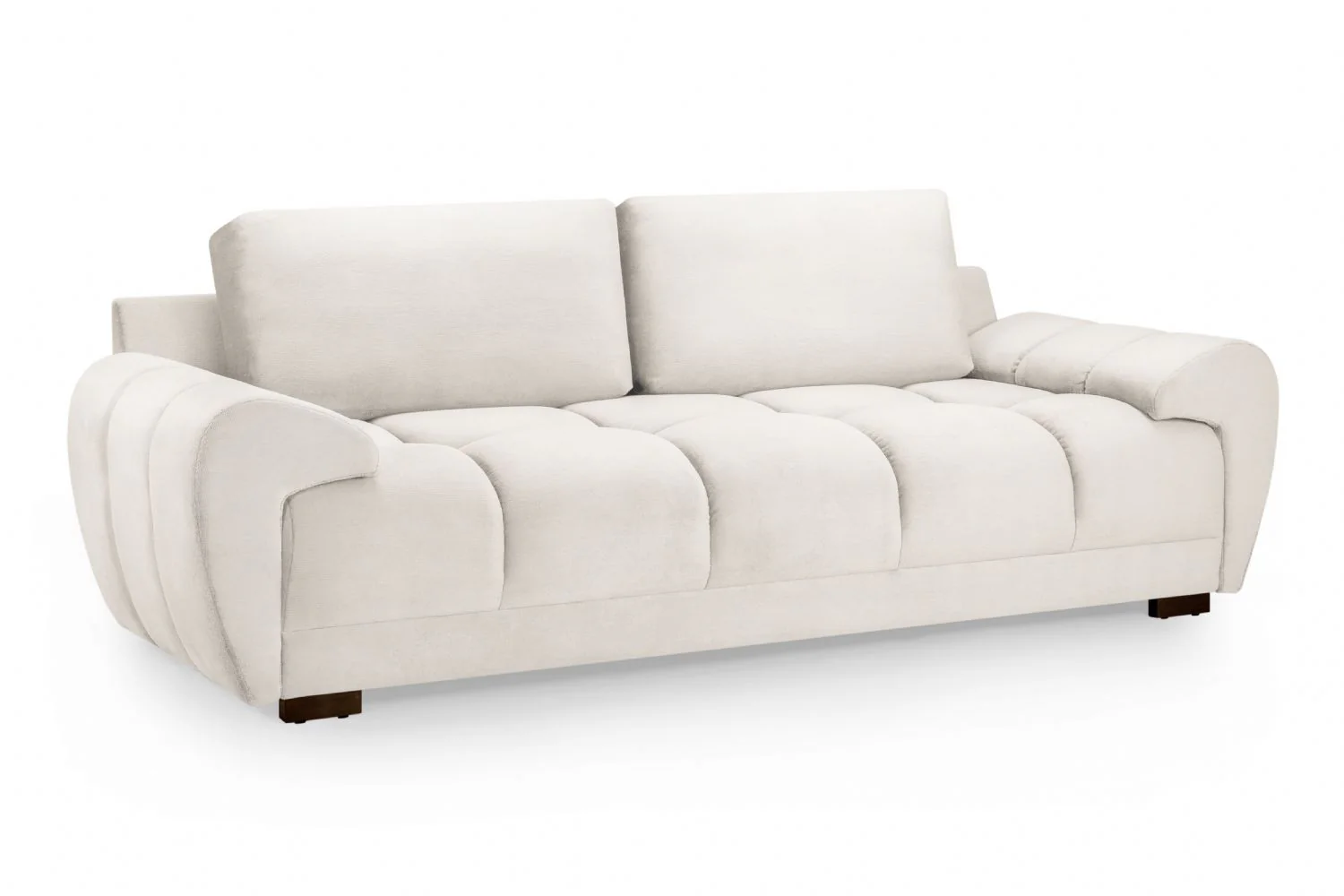 Cream Chenille Fabric 3 Seater Large Convertible Sofabed