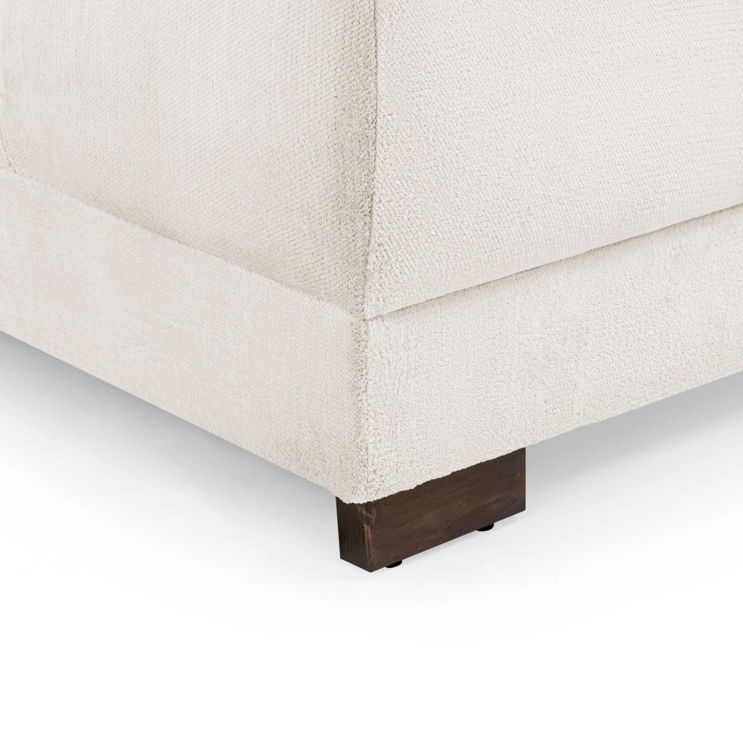 Cream Chenille Fabric Upholstered U Shape Corner Sofa Bed - Image 5