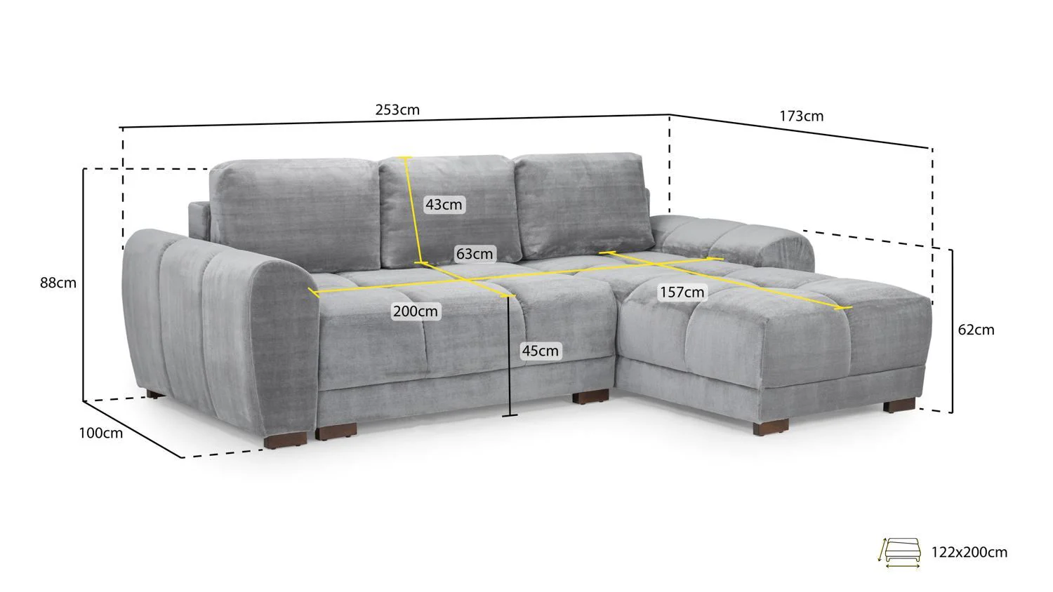 Cream Fabric Large Convertable Corner Sofabed with Storage - Image 3