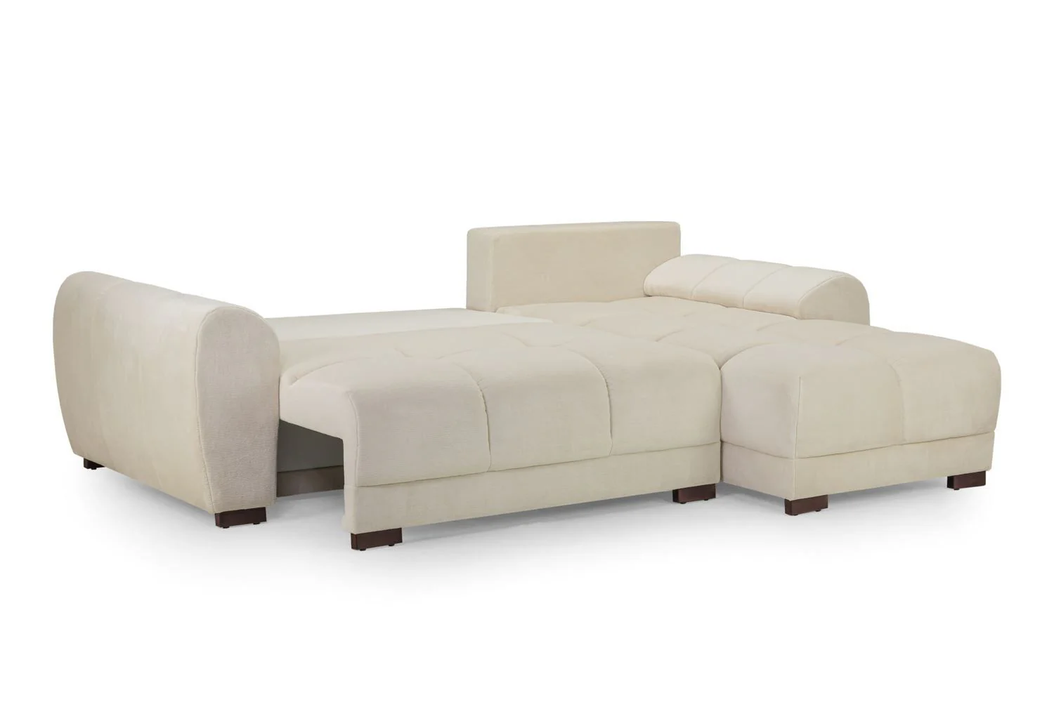 Cream Fabric Large Convertable Corner Sofabed with Storage - Image 5