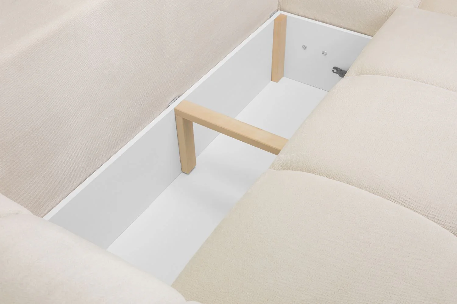 Cream Fabric Large Convertable Corner Sofabed with Storage - Image 6