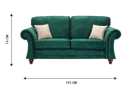 Genoa Handmade 3 Seater Milano Emerald Green Fabric Sofa With Turned Wooden Legs - Image 8