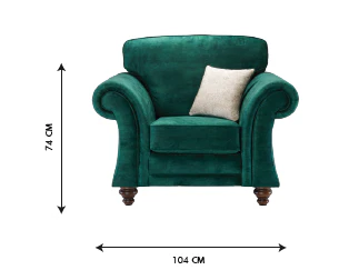 Genoa Handmade Armchair In Milano Emerald Green Fabric With Turned Wooden Legs - Image 7