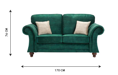 Genoa Handmade 3+2 Seater Suite Milano Emerald Green Fabric With Turned Wooden Legs - Image 10