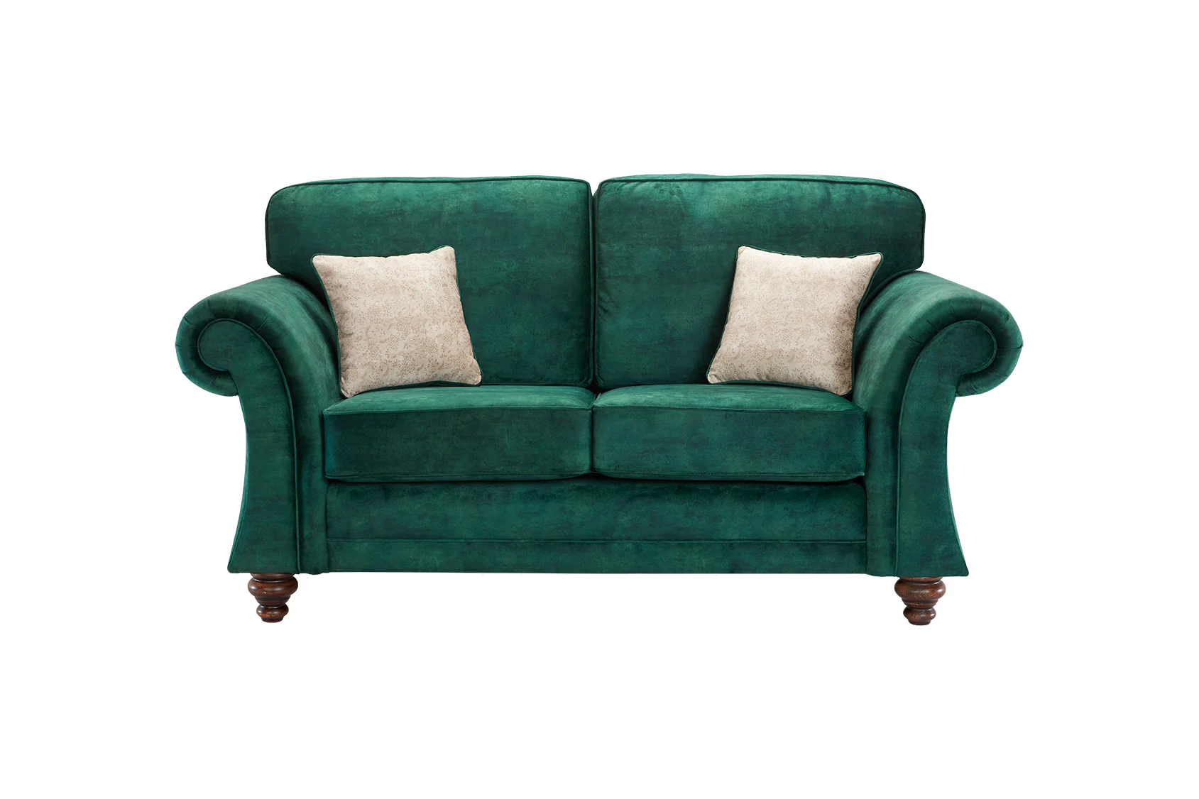 Genoa Handmade 3+2 Seater Suite Milano Emerald Green Fabric With Turned Wooden Legs - Image 9