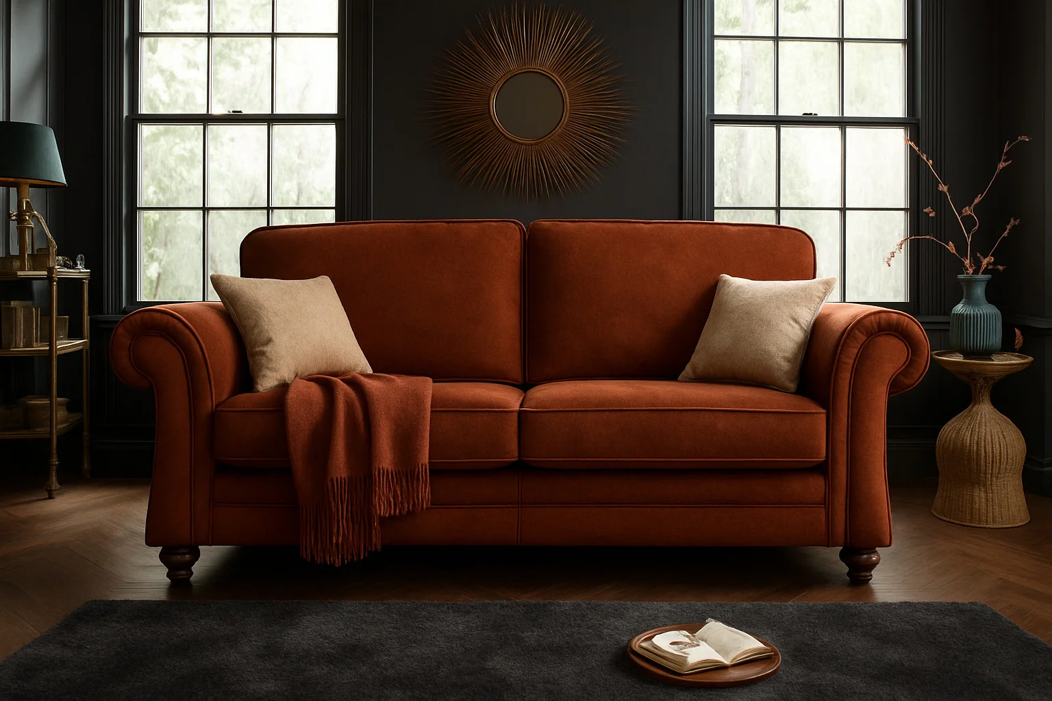 Genoa Handmade Sofas In Milano Emerald Green Fabric With Turned Wooden Legs - Image 15