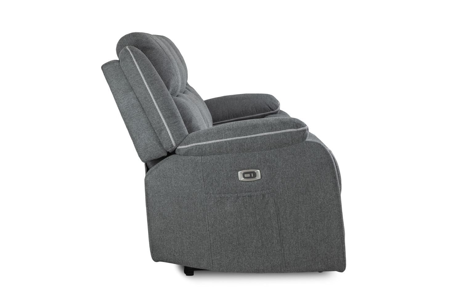 Graphite Fabric 2 Seater Electric Recliner Sofa - Image 4