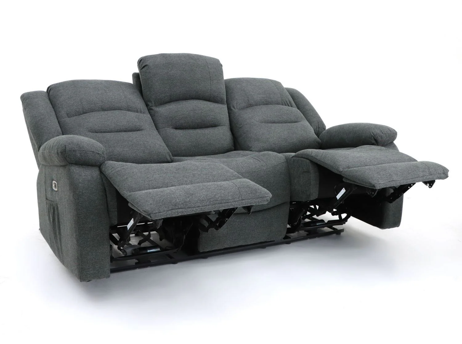 Graphite Fabric 3 Seater Electric Recliner Sofa - Image 6