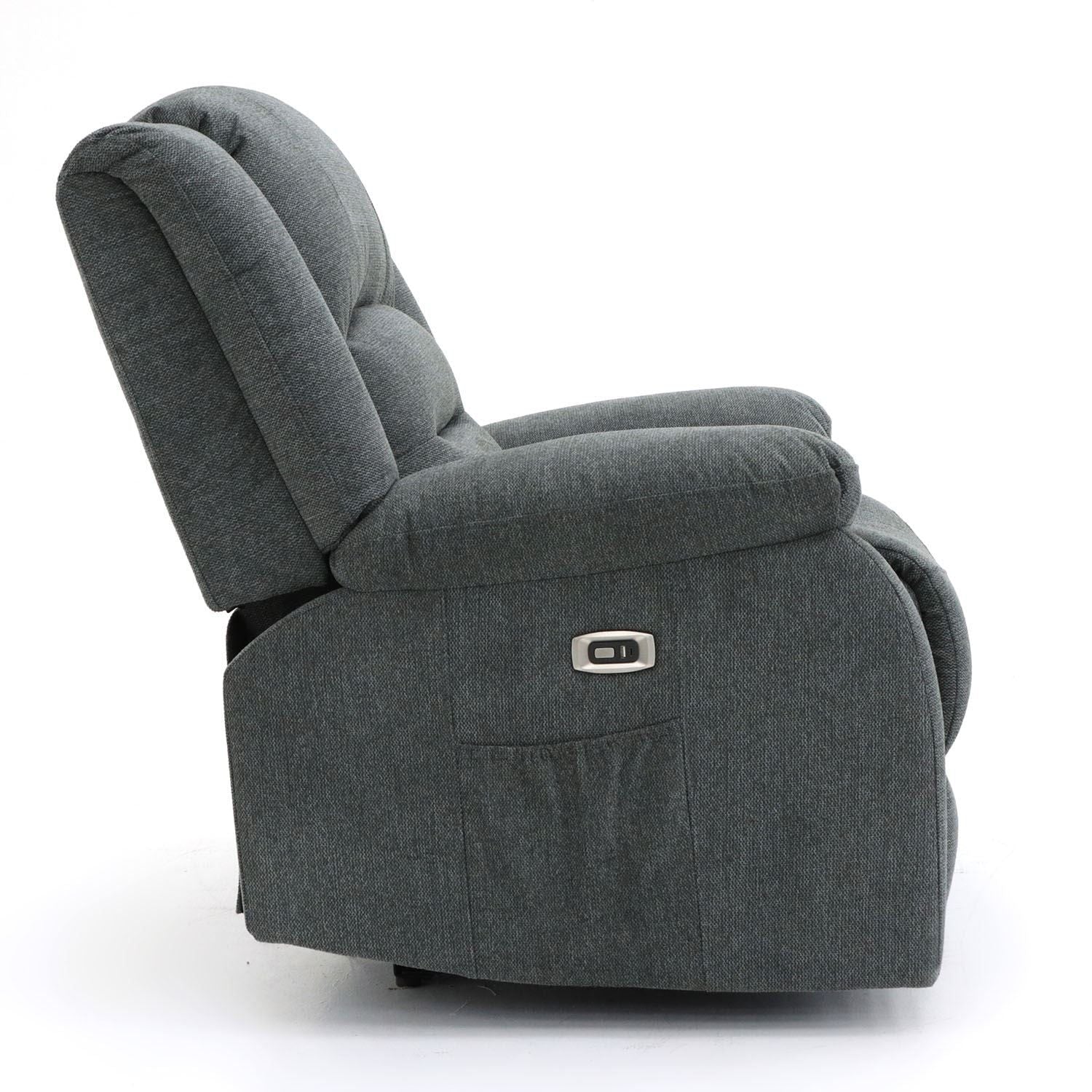 Graphite Leather Effect 2 Seater Electric Recliner with USB - Image 4