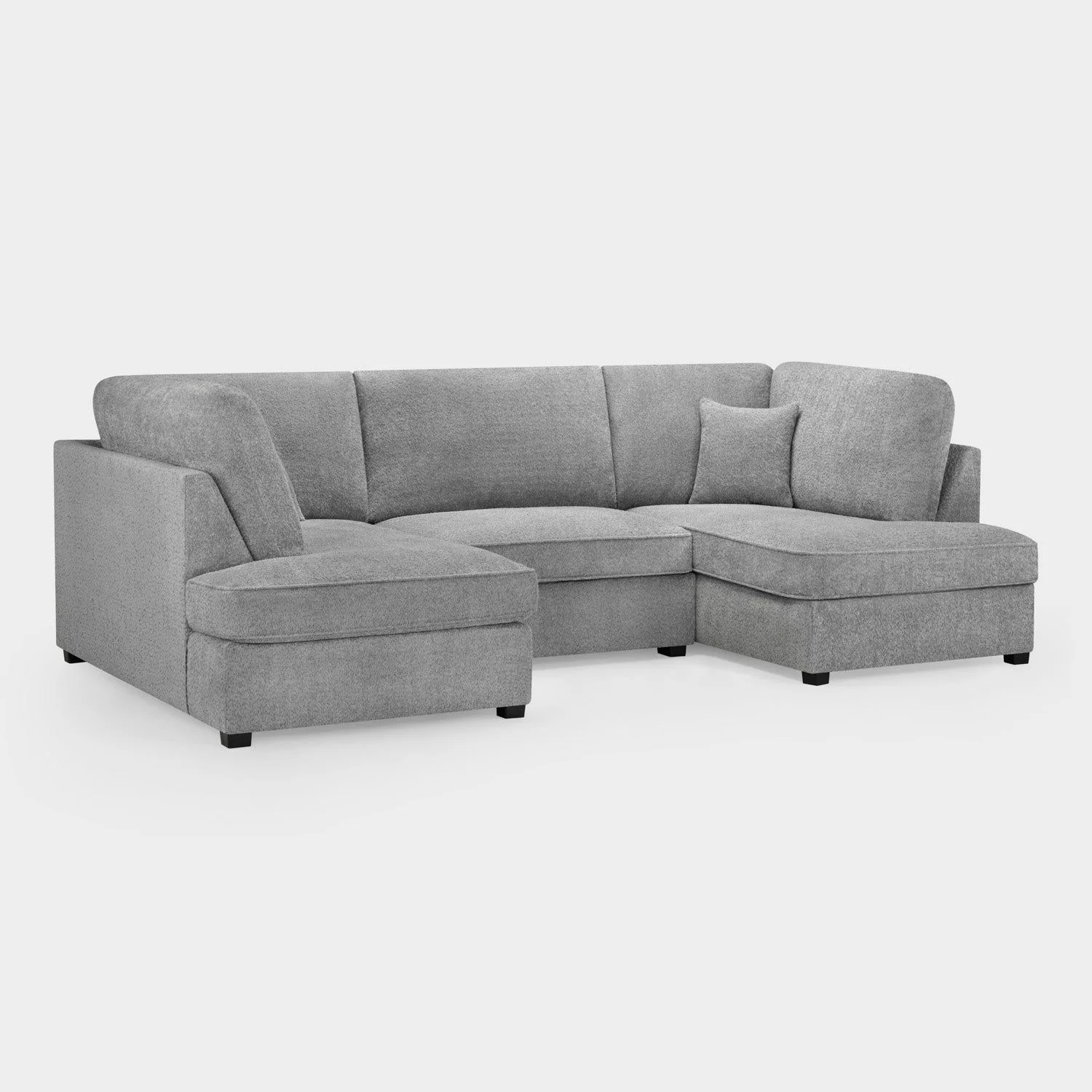 Grey Boucle Fabric U Shape Corner Sofa - Image 5