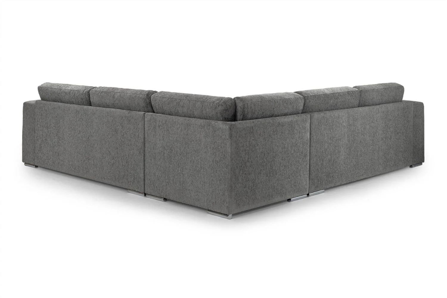 Grey Chenille Fabric Large Corner Sofa - Image 2