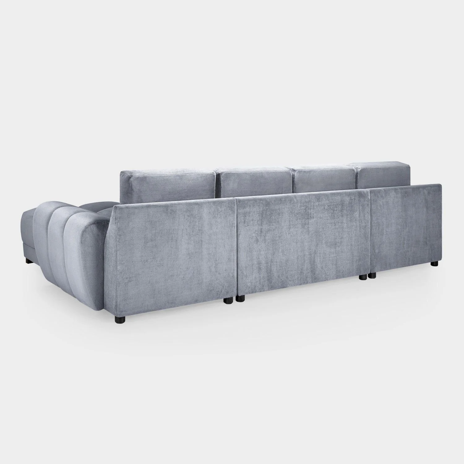 Grey Chenille Fabric Upholsterted U Shape Corner Sofa Bed - Image 3