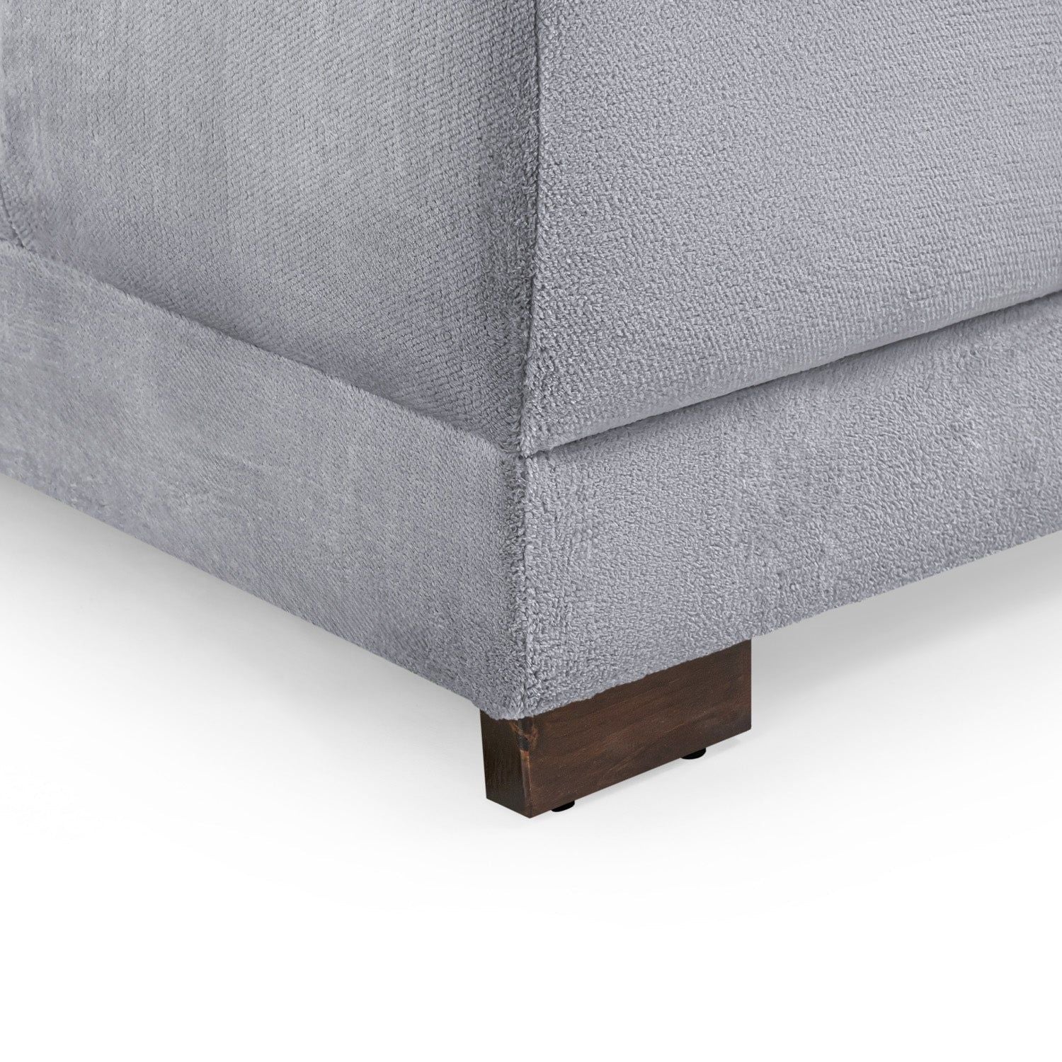 Grey Chenille Fabric Upholsterted U Shape Corner Sofa Bed - Image 4