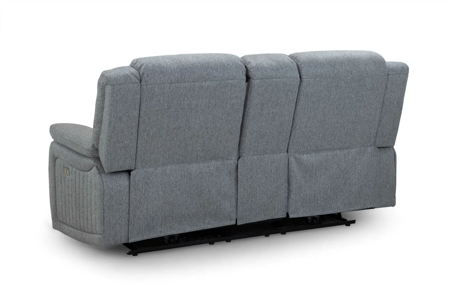 Grey Fabric 2 Seater Electric Recliner Sofa Pillow Top Arm - Image 2