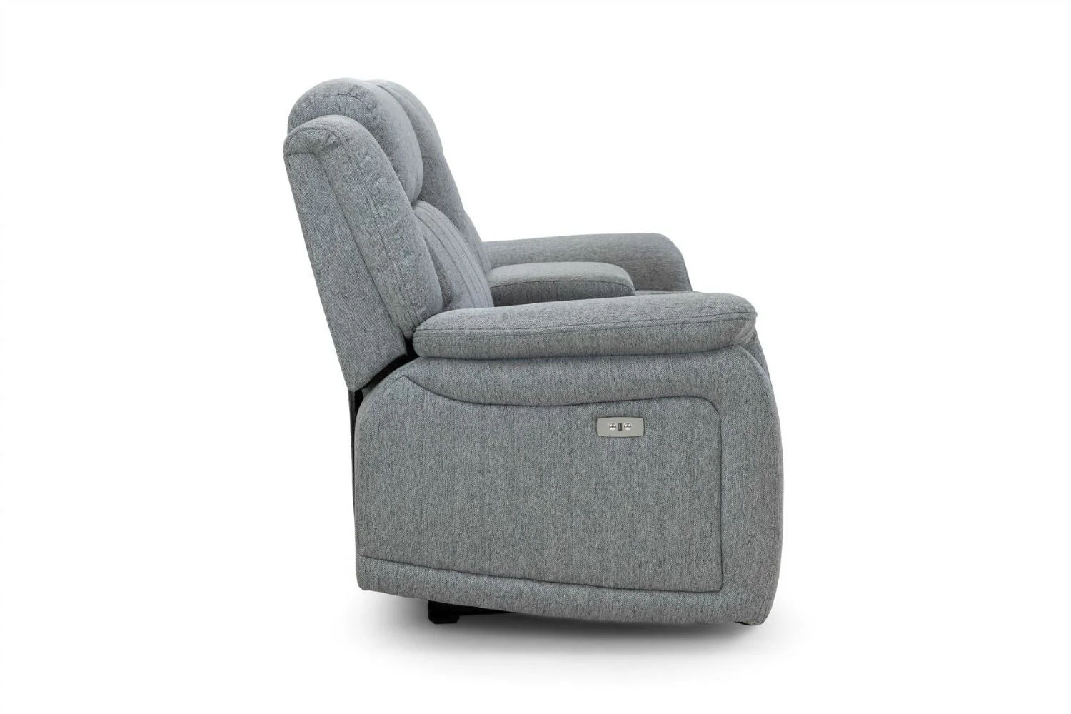 Grey Fabric 2 Seater Electric Recliner Sofa Pillow Top Arm - Image 4