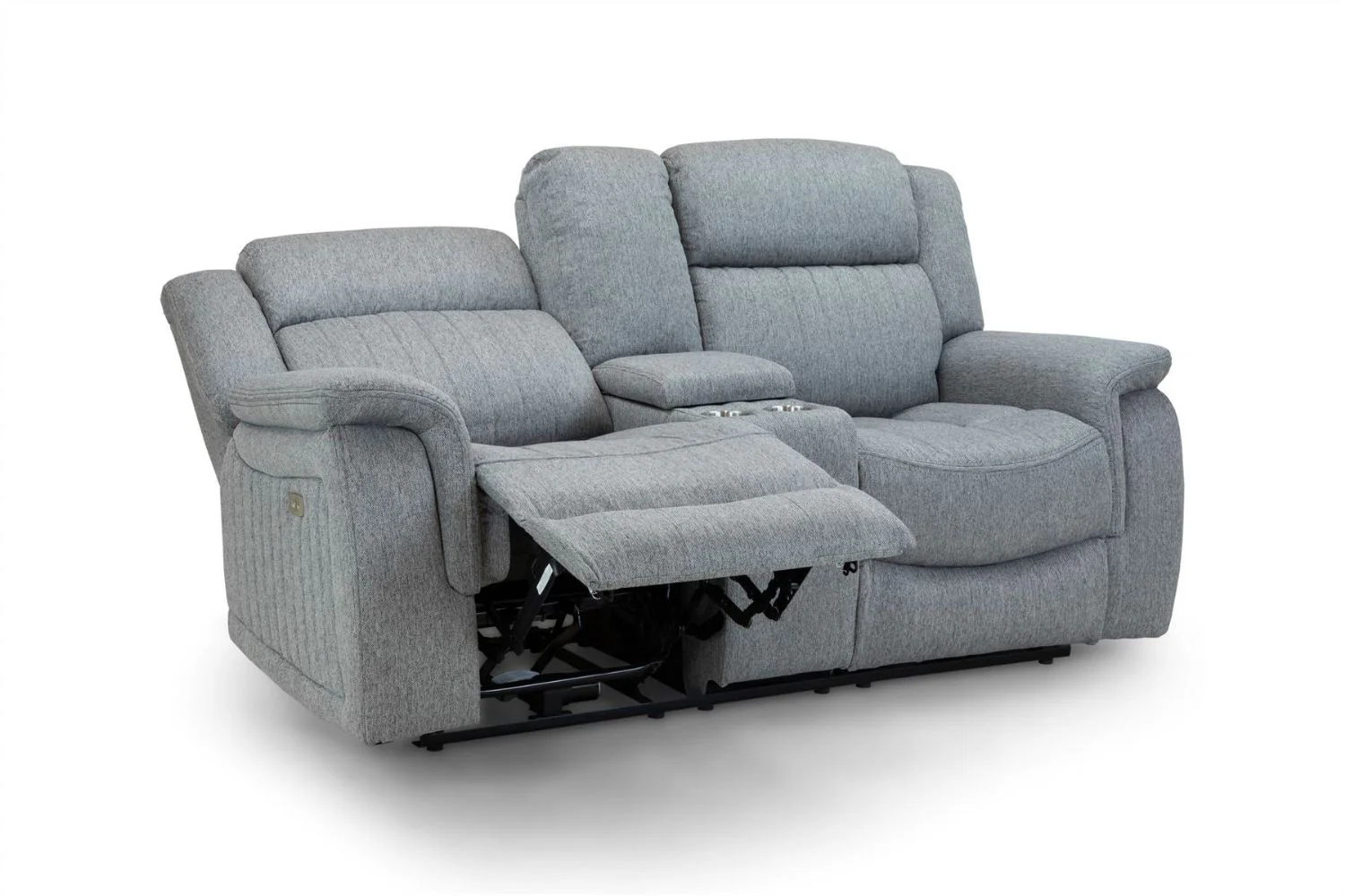 Grey Fabric 2 Seater Electric Recliner Sofa Pillow Top Arm - Image 7