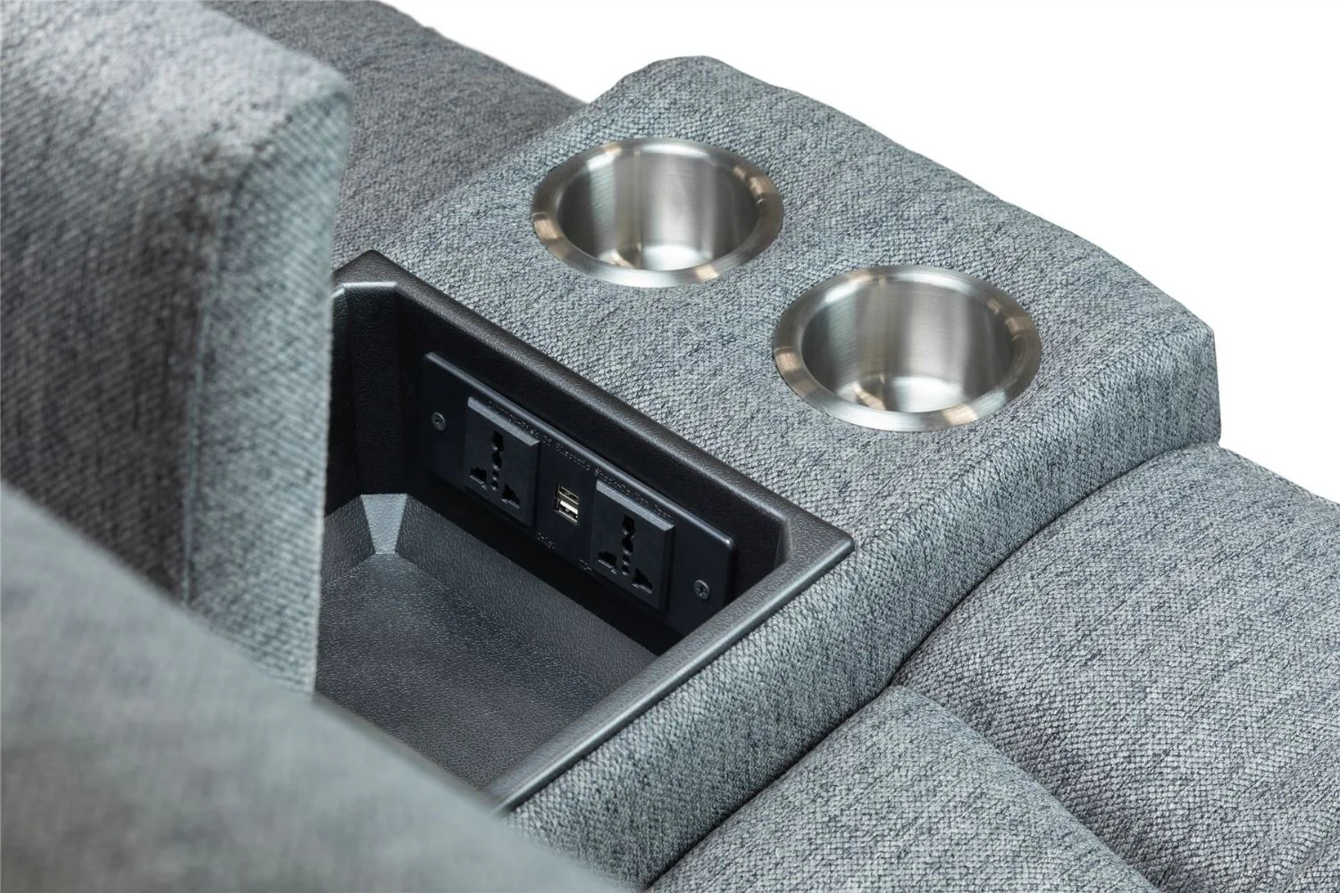 Grey Fabric 2 Seater Electric Recliner Sofa Pillow Top Arm - Image 9