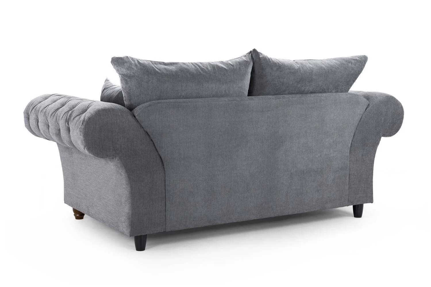 Grey Fabric 2 Seater Fullback Sofa with Tufted Arms - Image 2