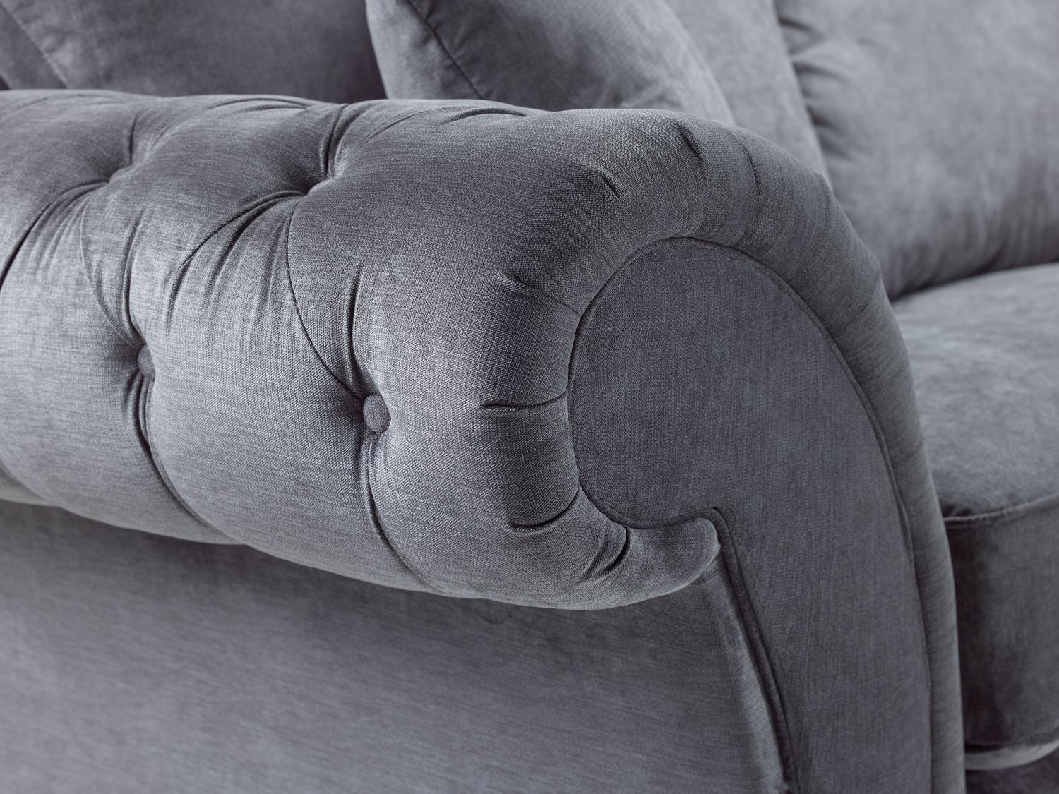 Grey Fabric 2 Seater Fullback Sofa with Tufted Arms - Image 7