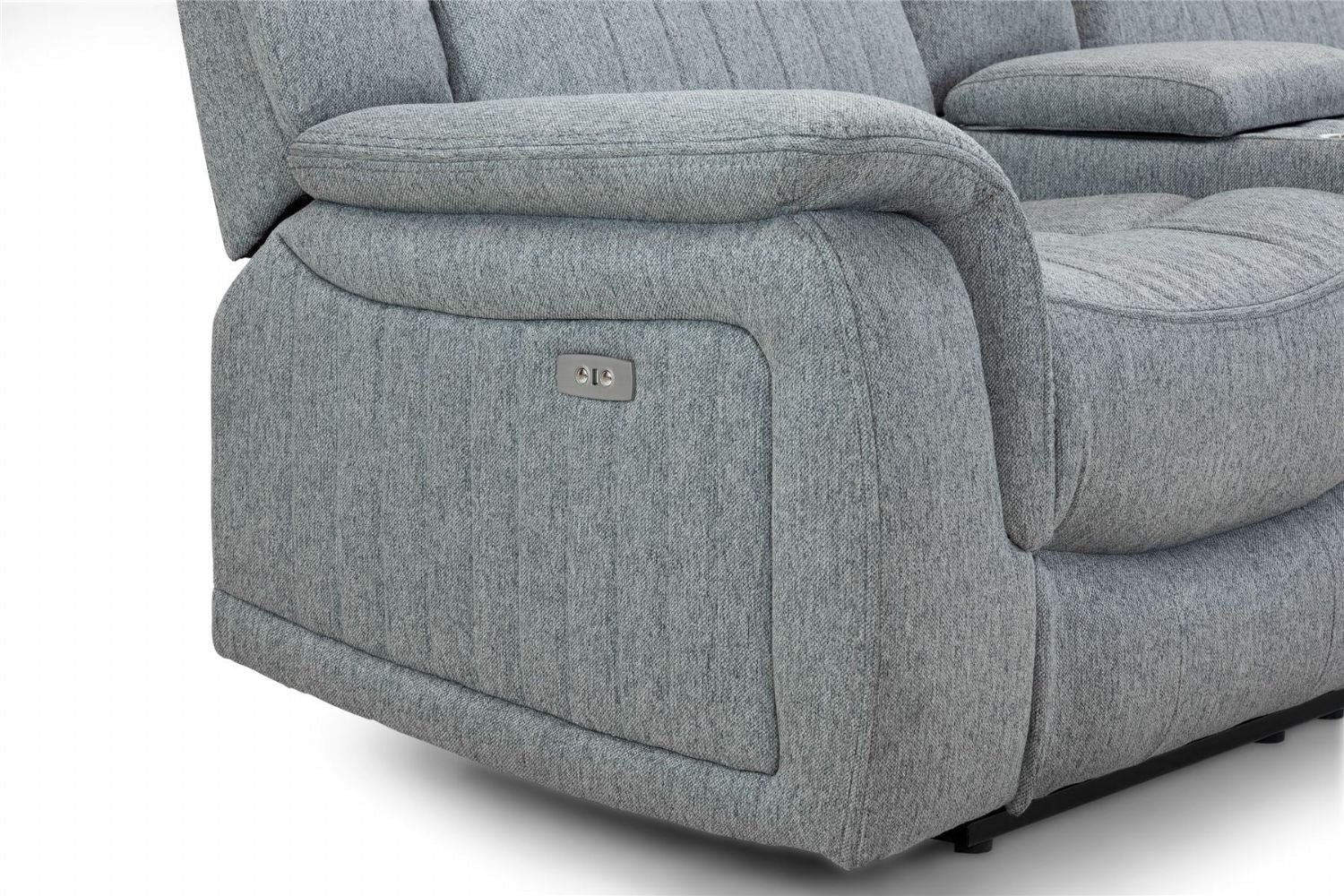 Grey Fabric 3 Seater Electric Recliner Sofa Pillow Top Arms - Image 9