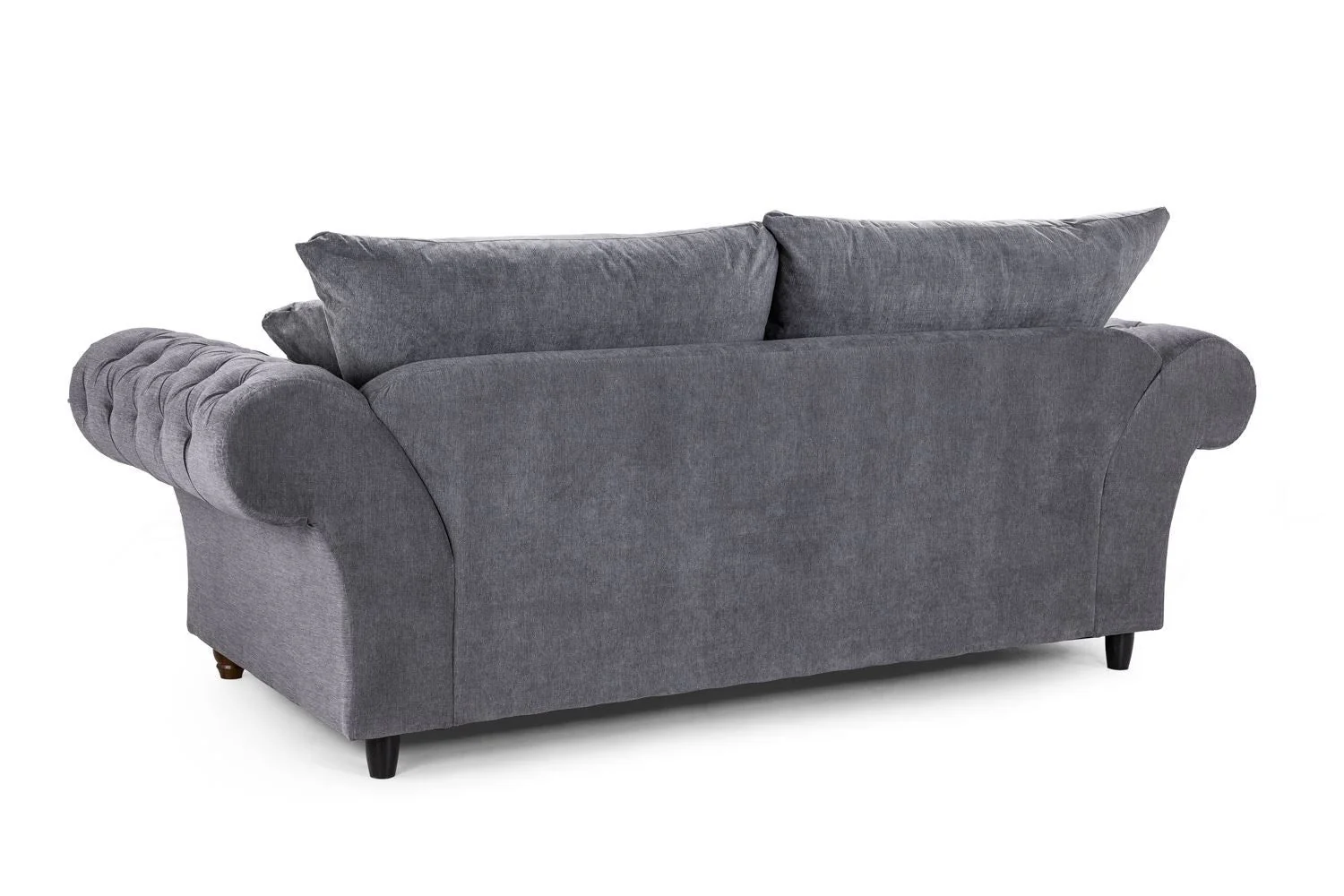 Grey Fabric 3 Seater Fullback Sofa with Scroll Arms - Image 2