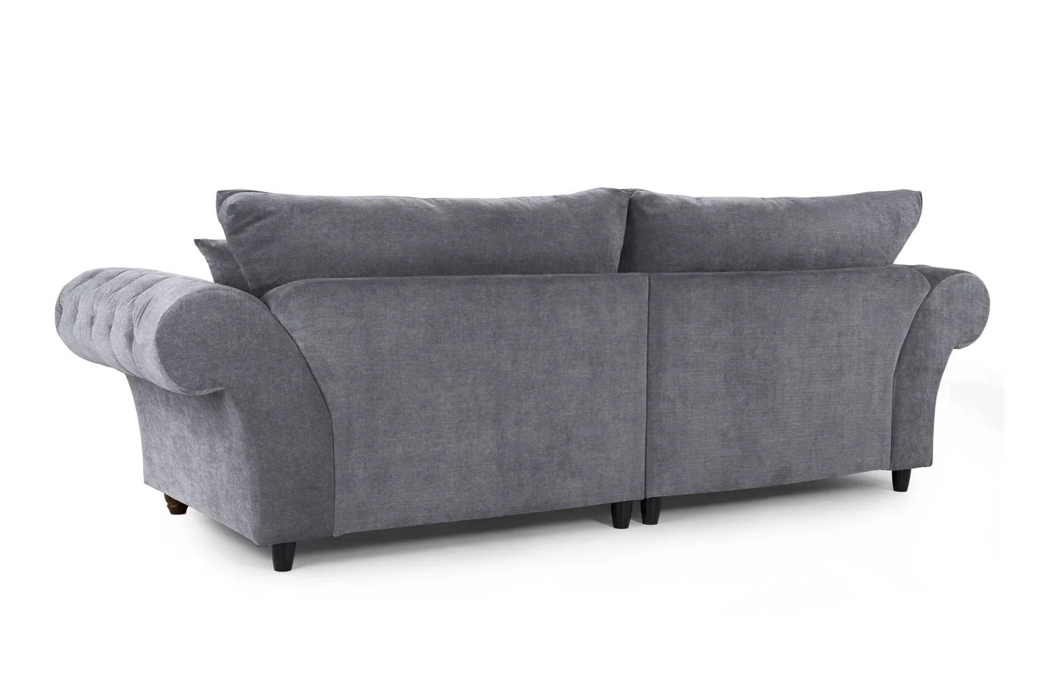 Grey Fabric 4 Seater Fullback Sofa Buttoned Tufted Arms - Image 2